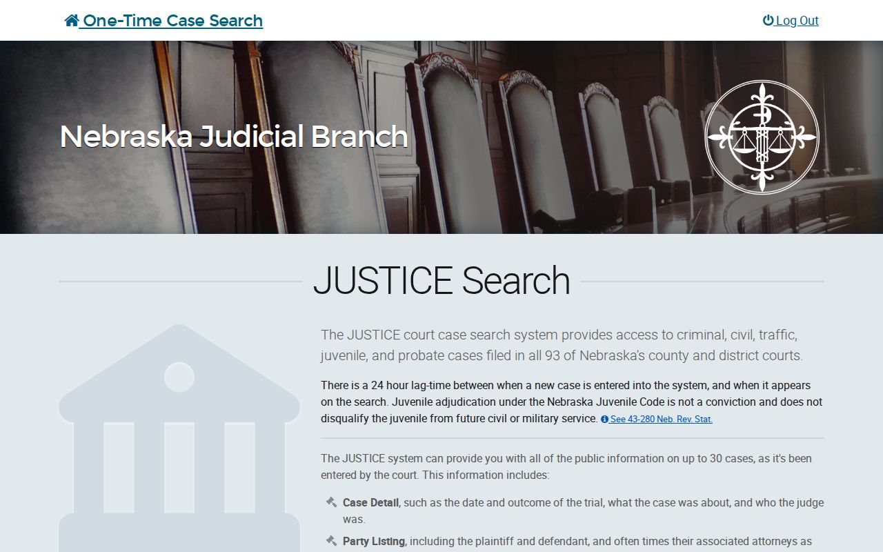 Thurston County case lookup One-Time Court Case Search landing page