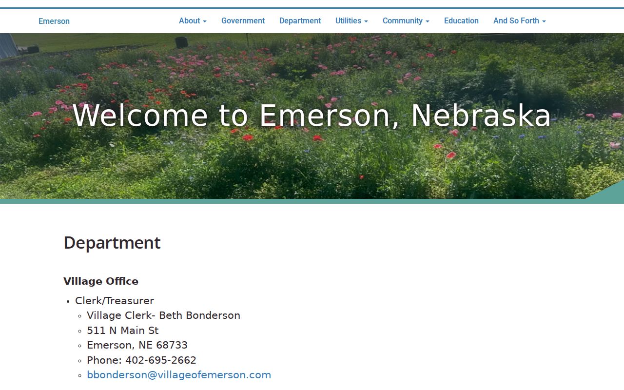 Thurston County Emerson court docket routing through the official village departments page