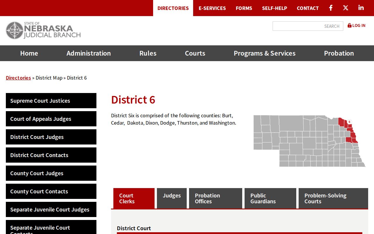 Thurston County court docket Sixth Judicial District map