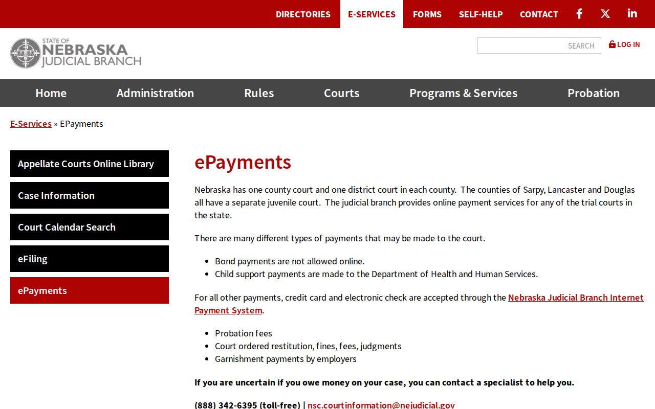 Thurston County traffic tickets Nebraska ePayments official overview